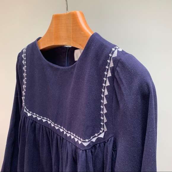 Baby Doll Smock Dress w/ Embroidered White Design - Picture 4 of 13